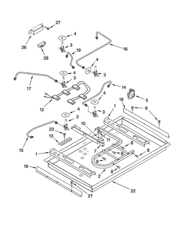 Burner box, gas valves, and switches, optional parts