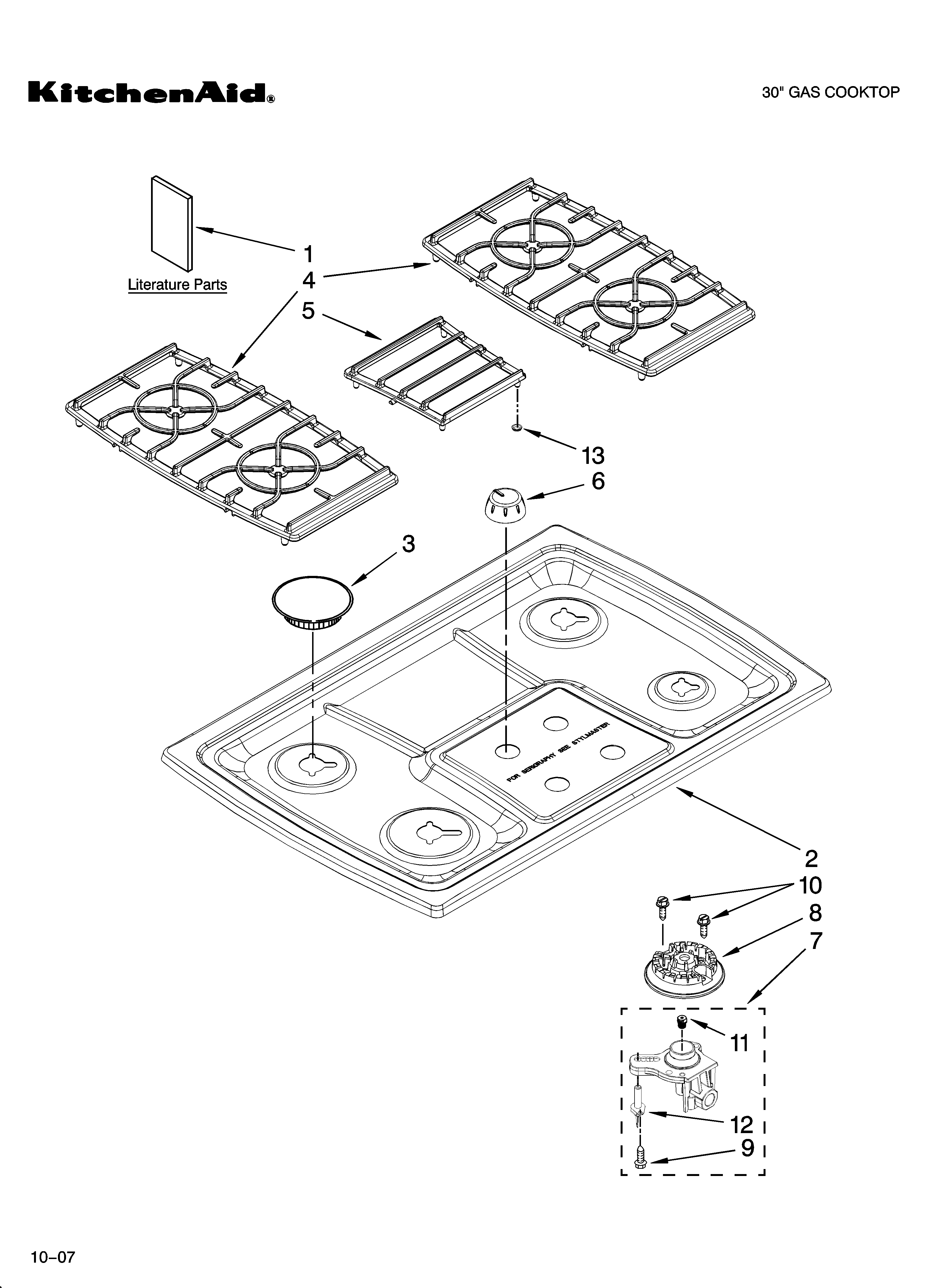 COOKTOP, BURNER AND GRATE PARTS