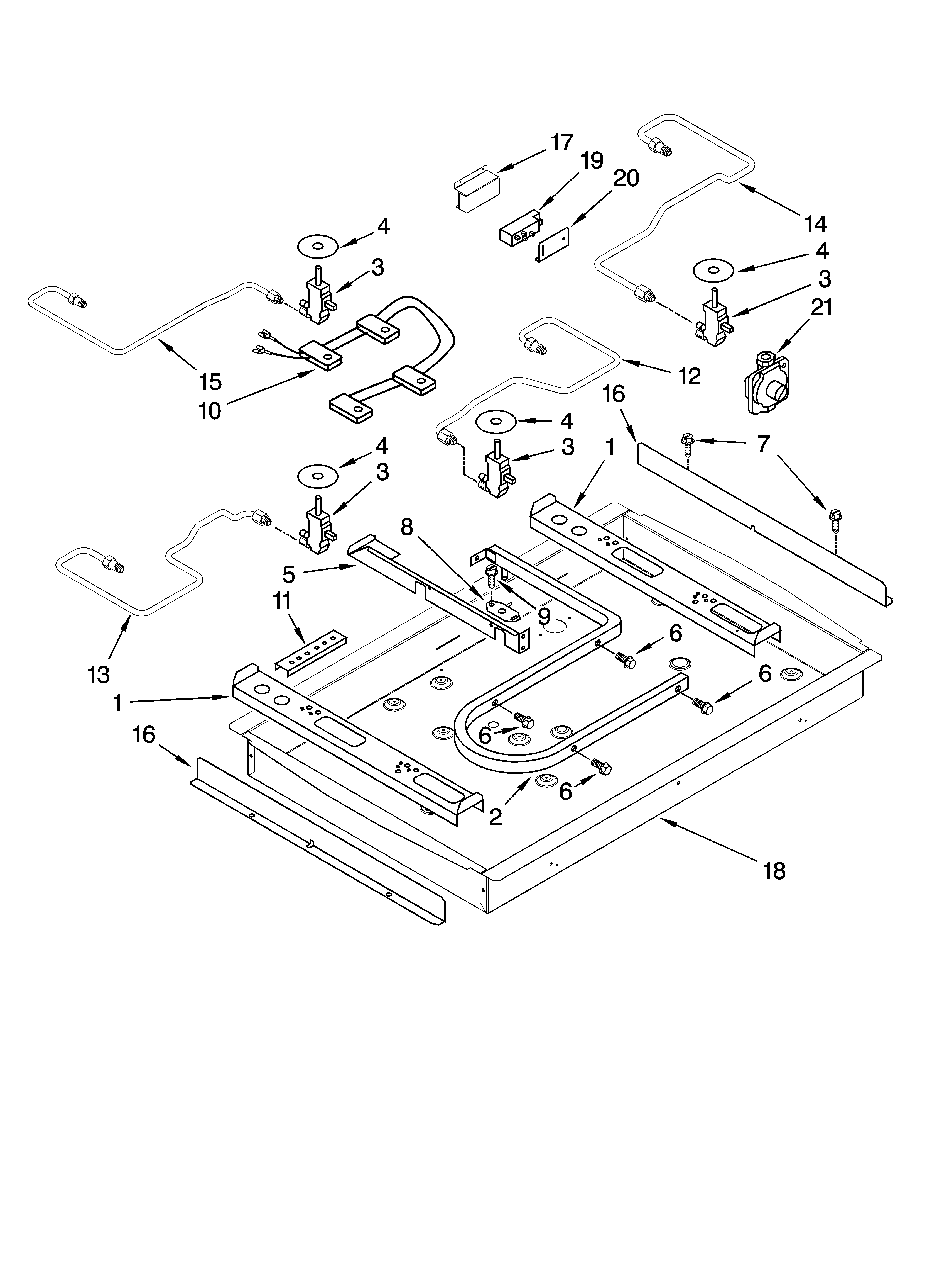 BURNER BOX, GAS VALVES, AND SWITCHES, OPTIONAL PARTS (