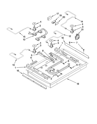 Burner box, gas valves, and switches, optional parts (
