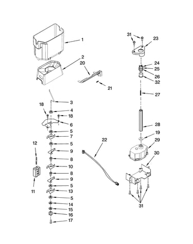 Motor and ice container parts