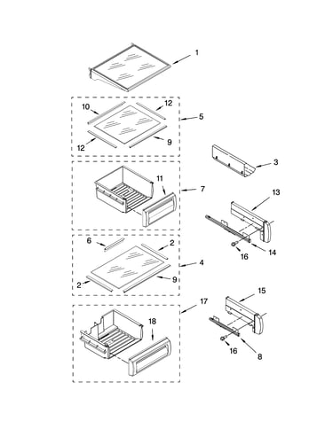 Refrigerator shelf parts