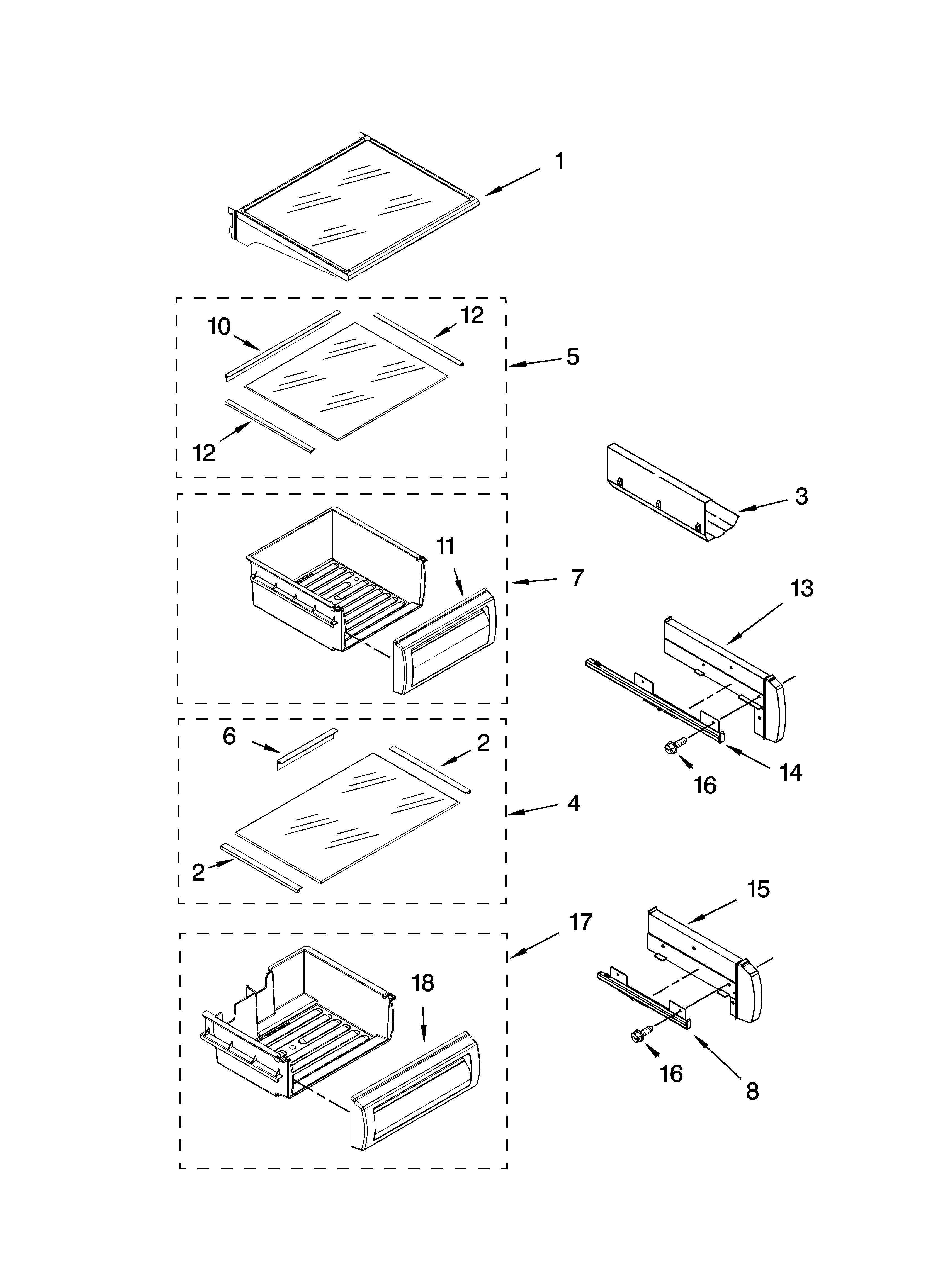 Refrigerator shelf parts