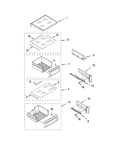 Refrigerator shelf parts