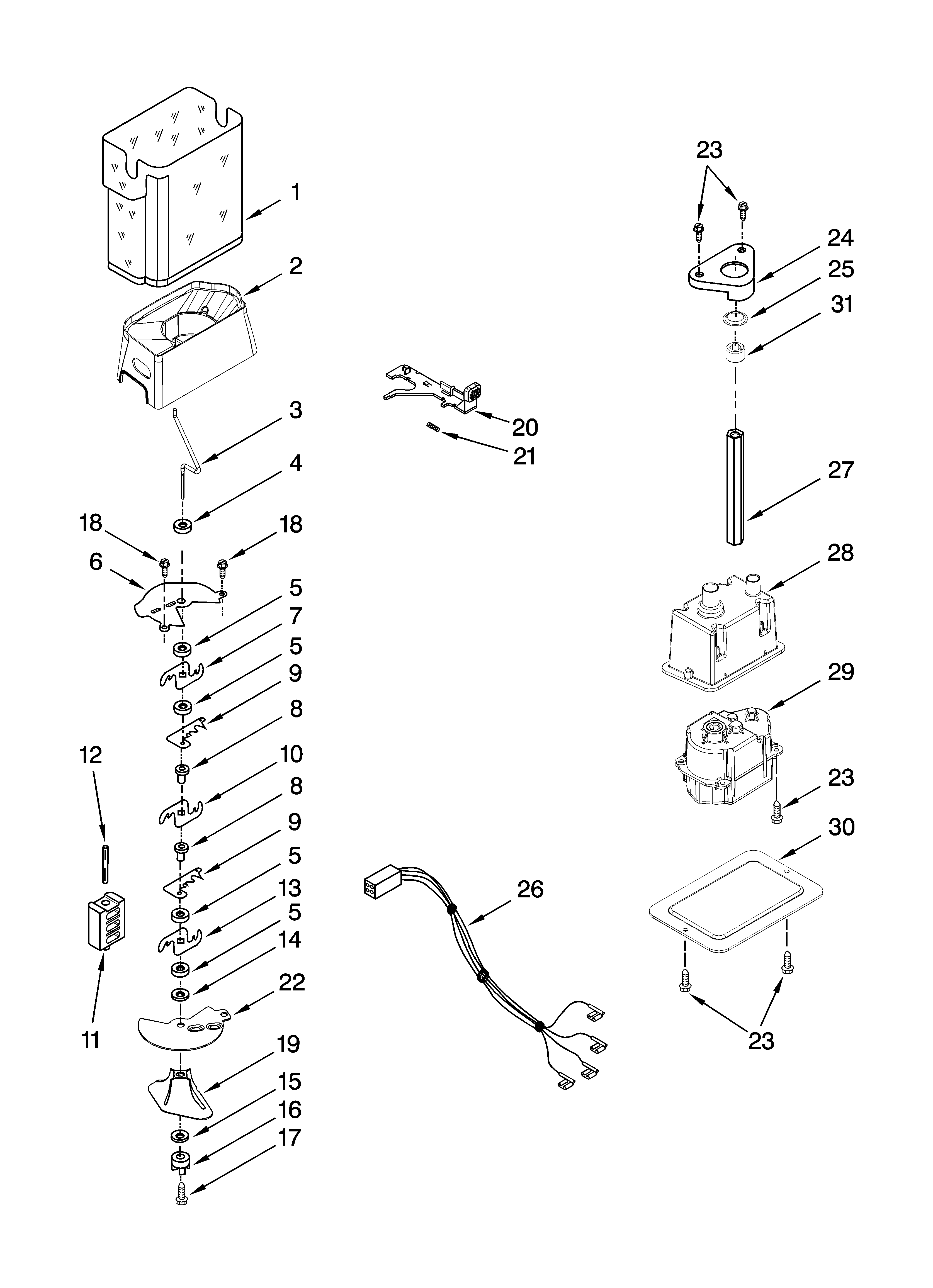 Motor and ice container parts