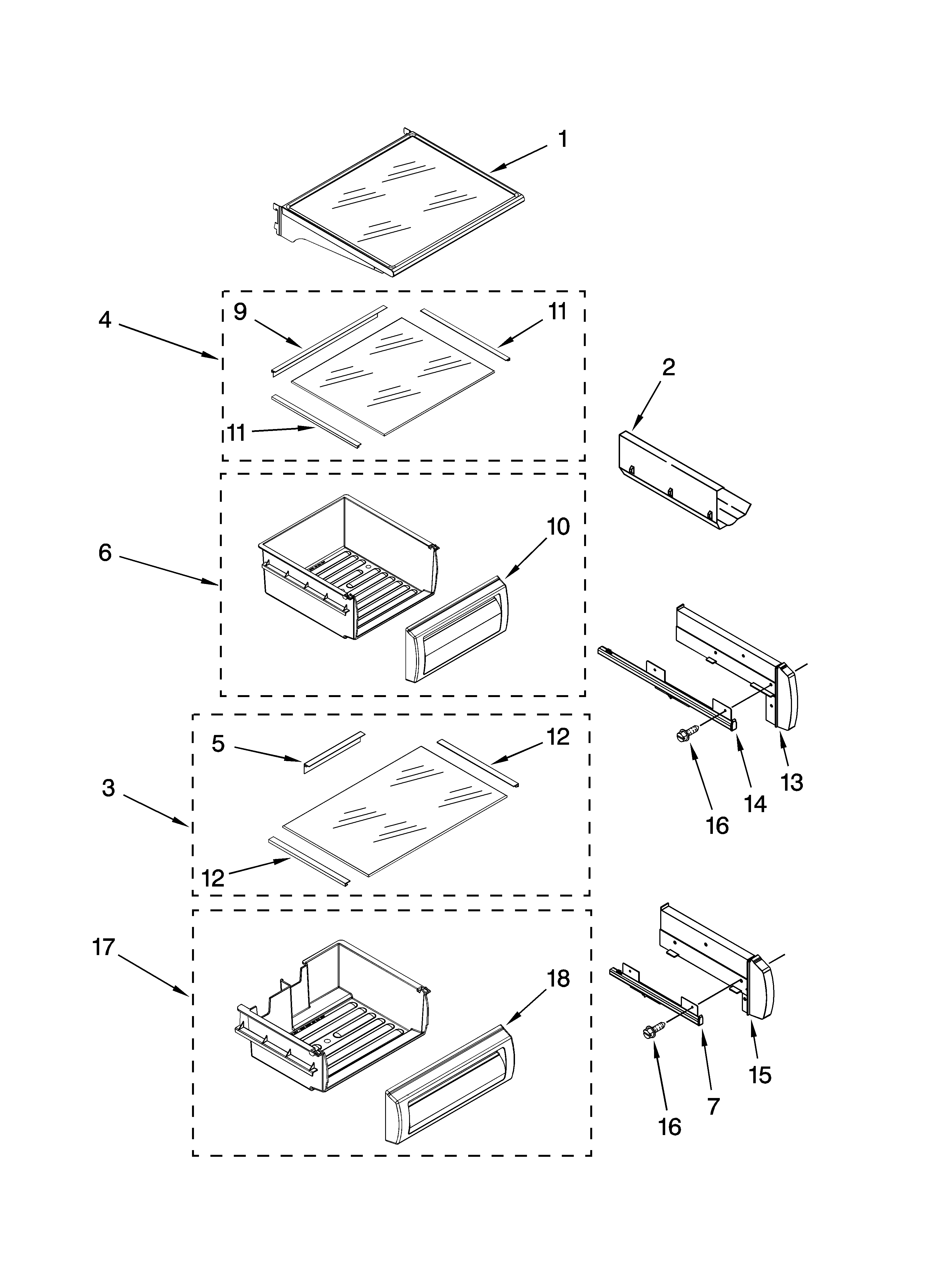 Refrigerator shelf parts