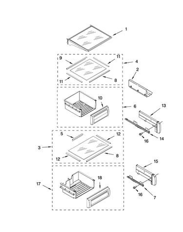 Refrigerator shelf parts