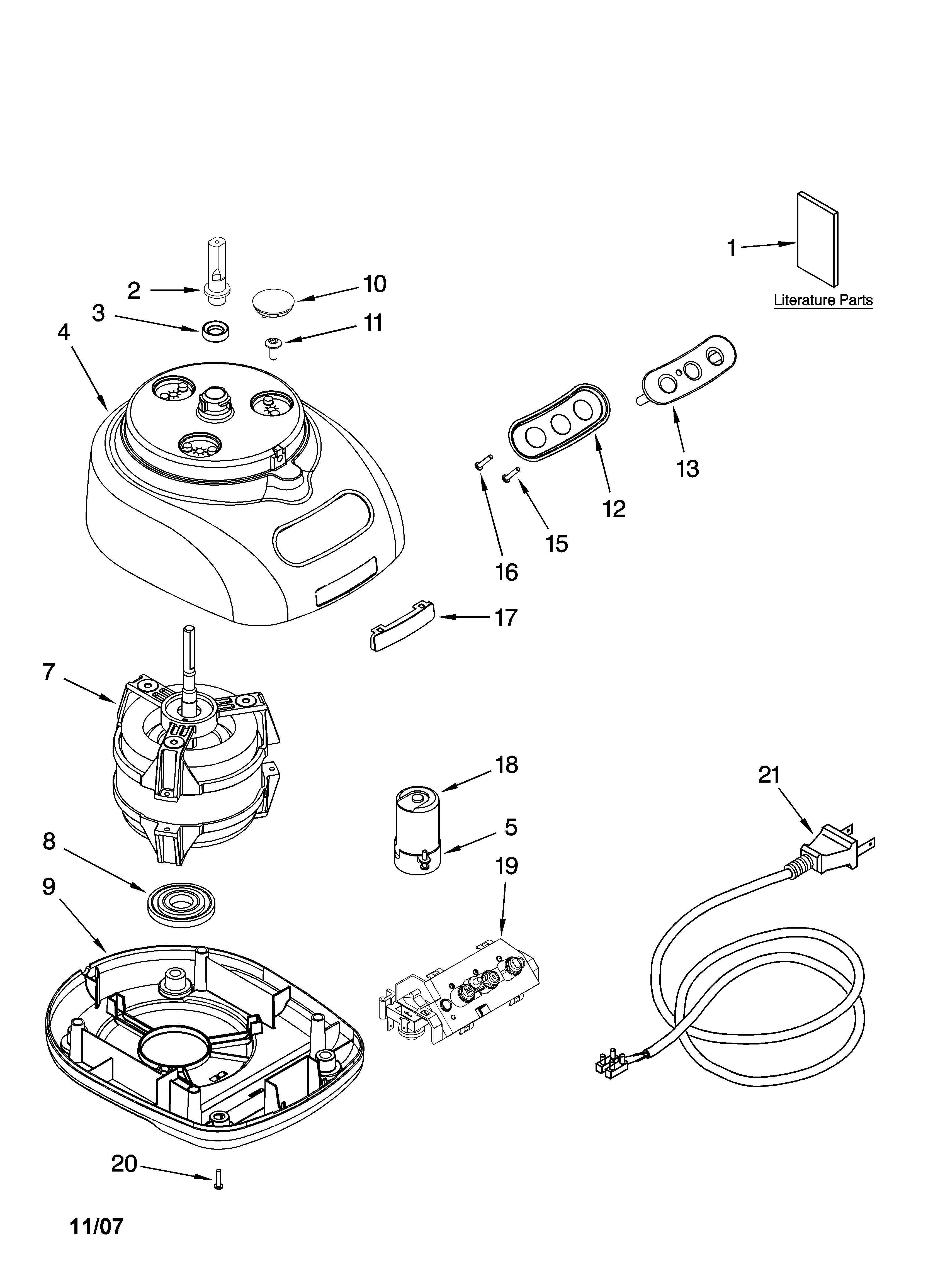 Motor and housing parts