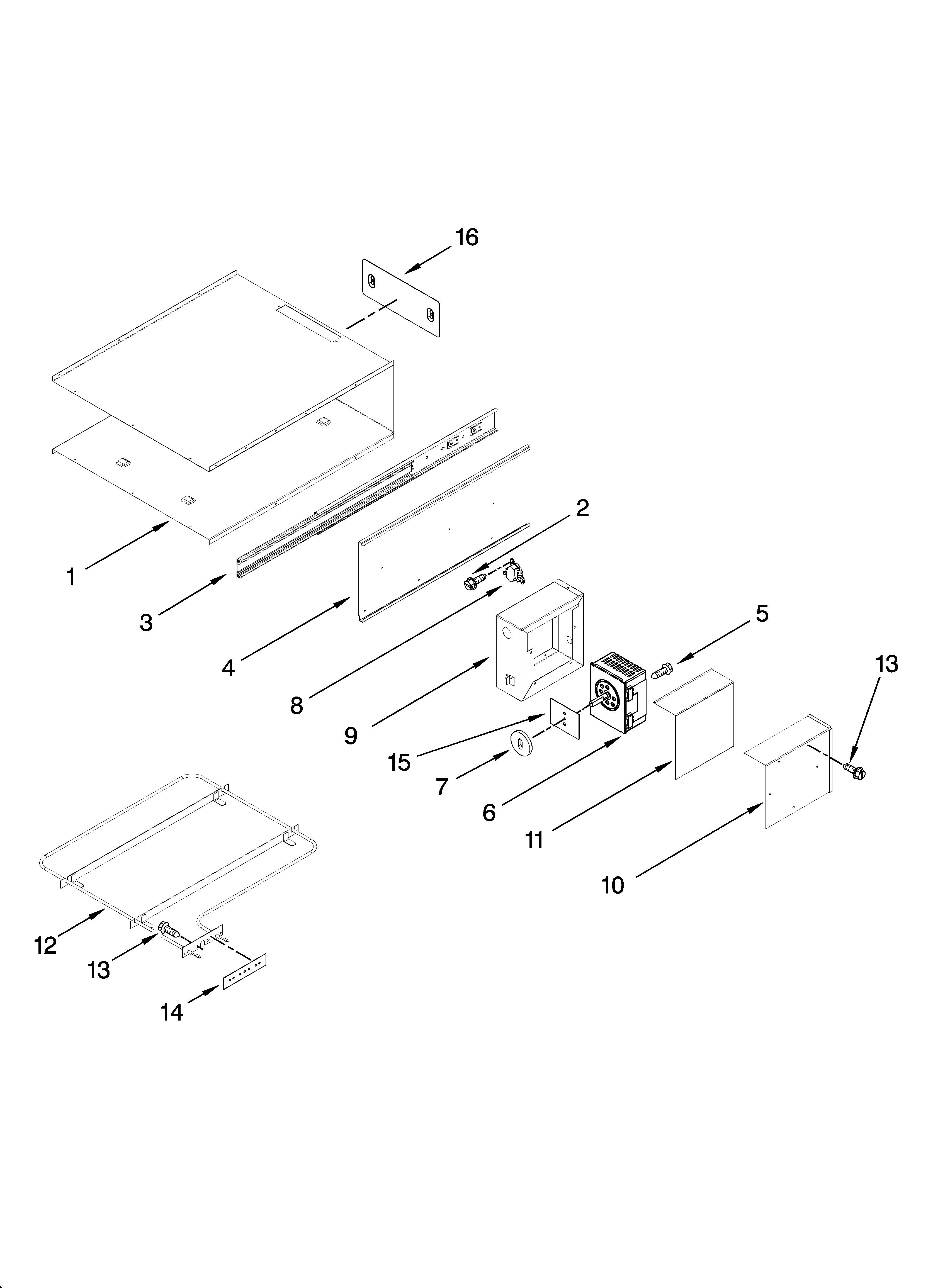 Internal warming drawer parts