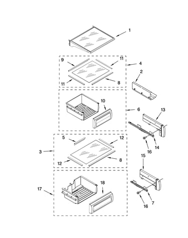 Refrigerator shelf parts