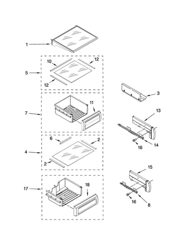 Refrigerator shelf parts