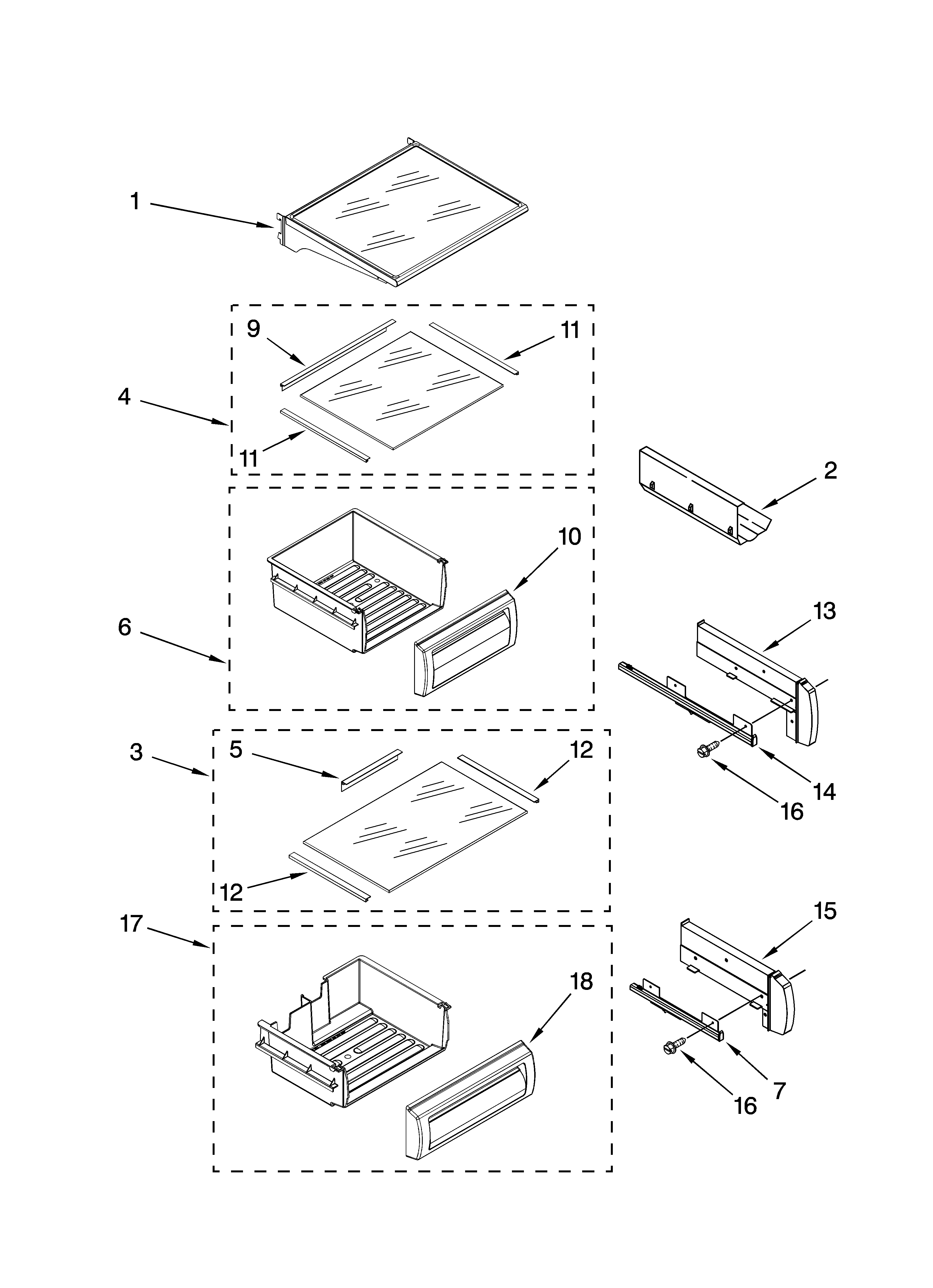 Refrigerator shelf parts