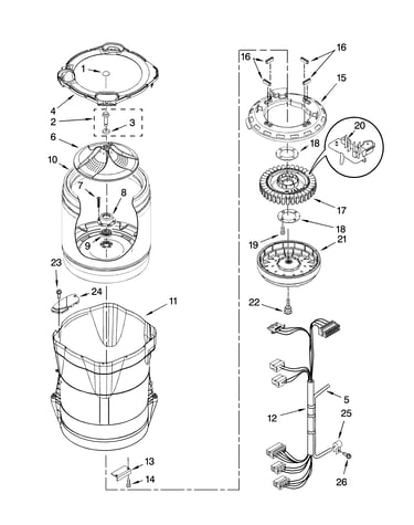 Motor, basket and tub parts