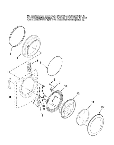 Door and latch parts, optional parts (not included)