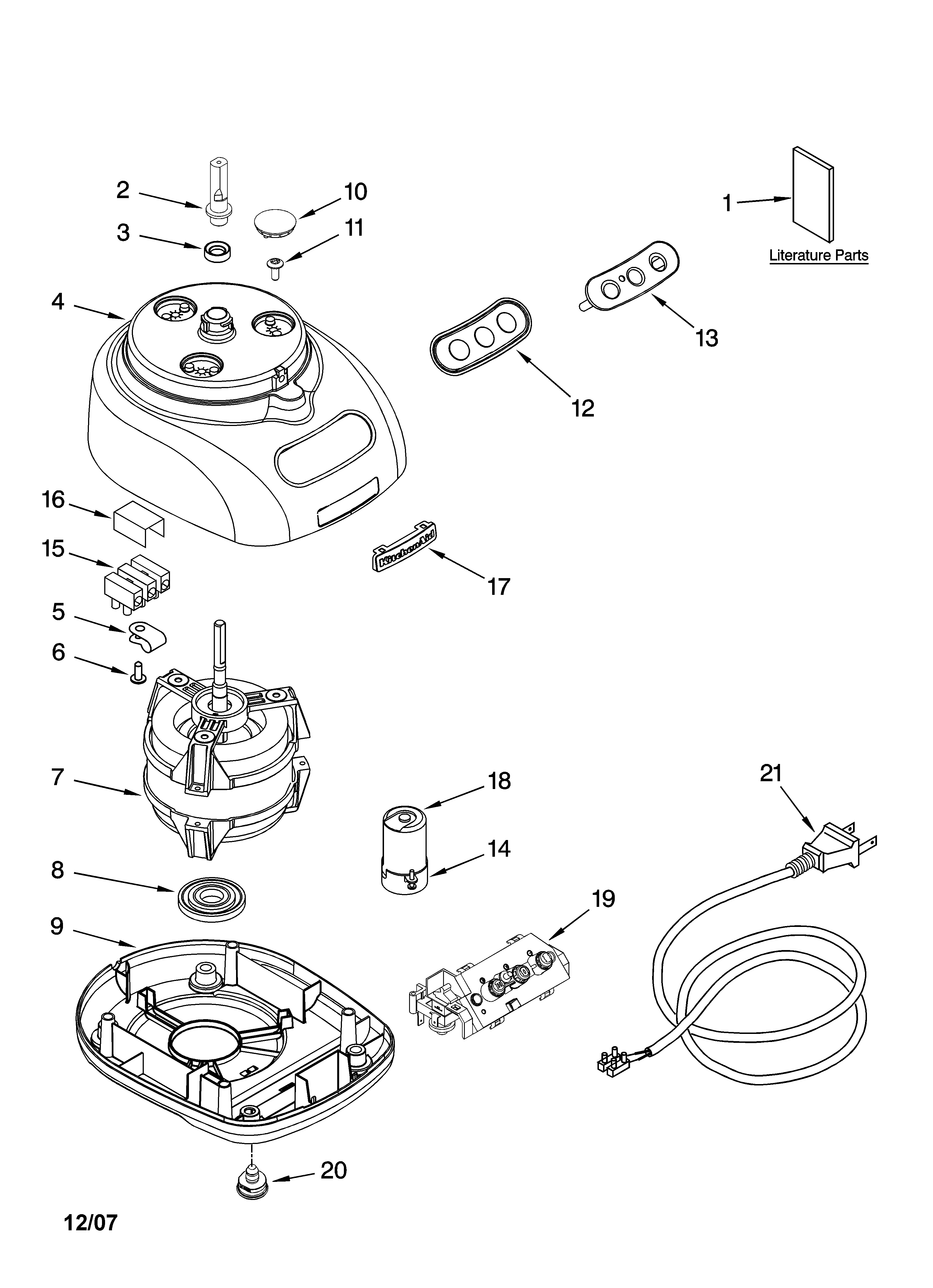 Motor and housing parts