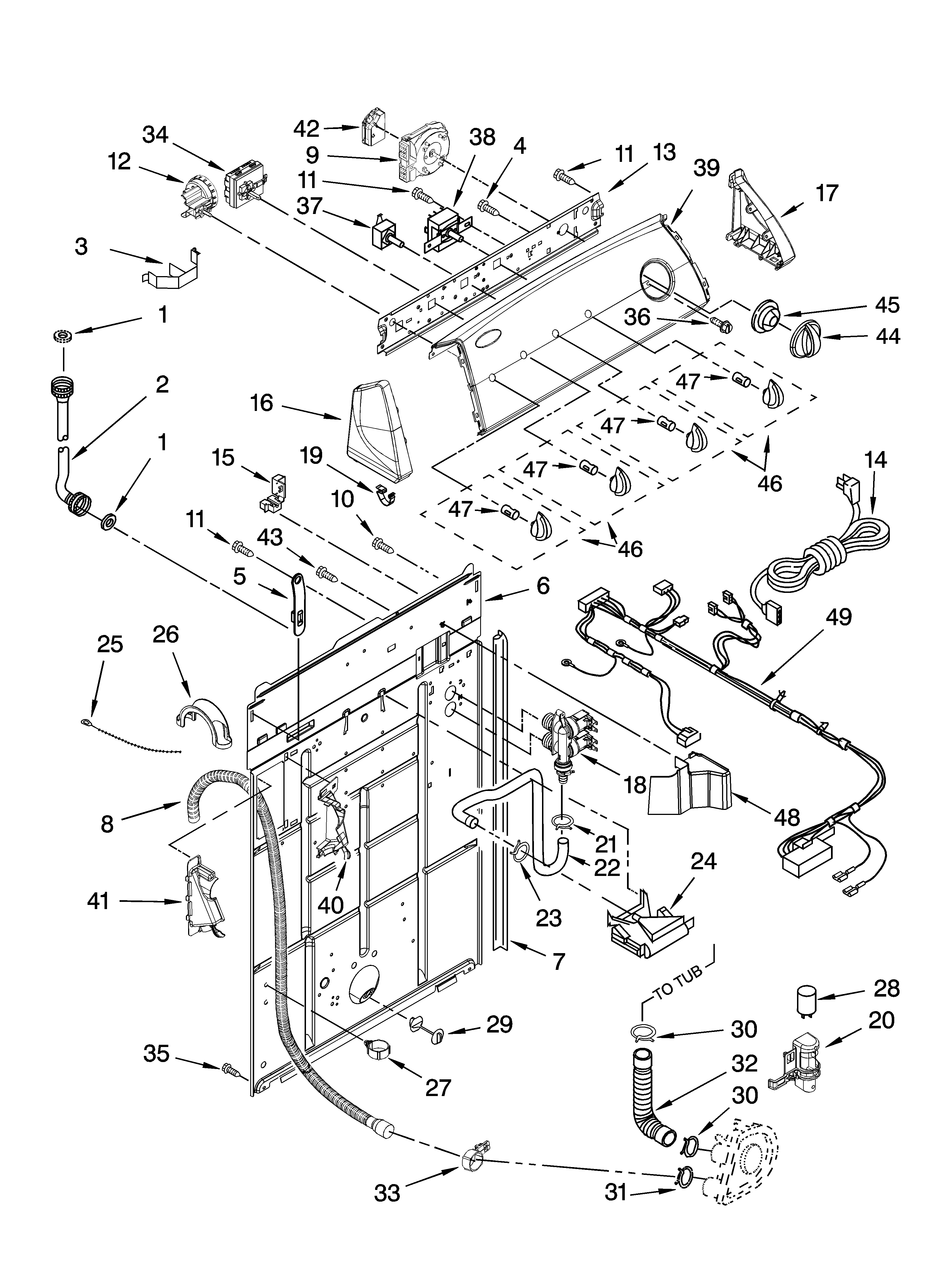 Controls and rear panel parts