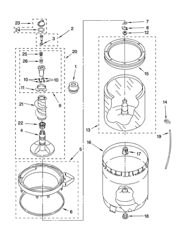 Agitator, basket and tub parts