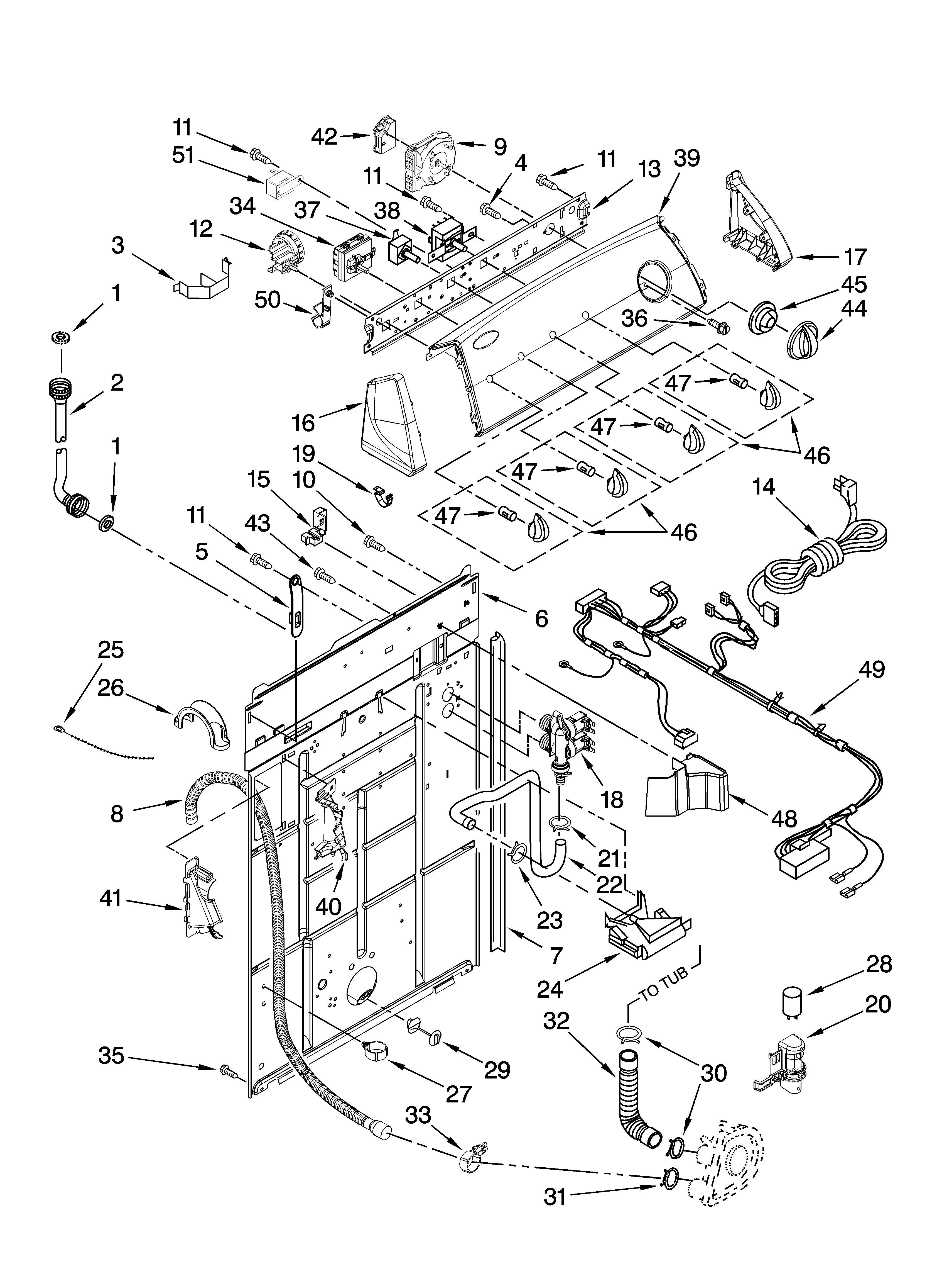 Controls and rear panel parts