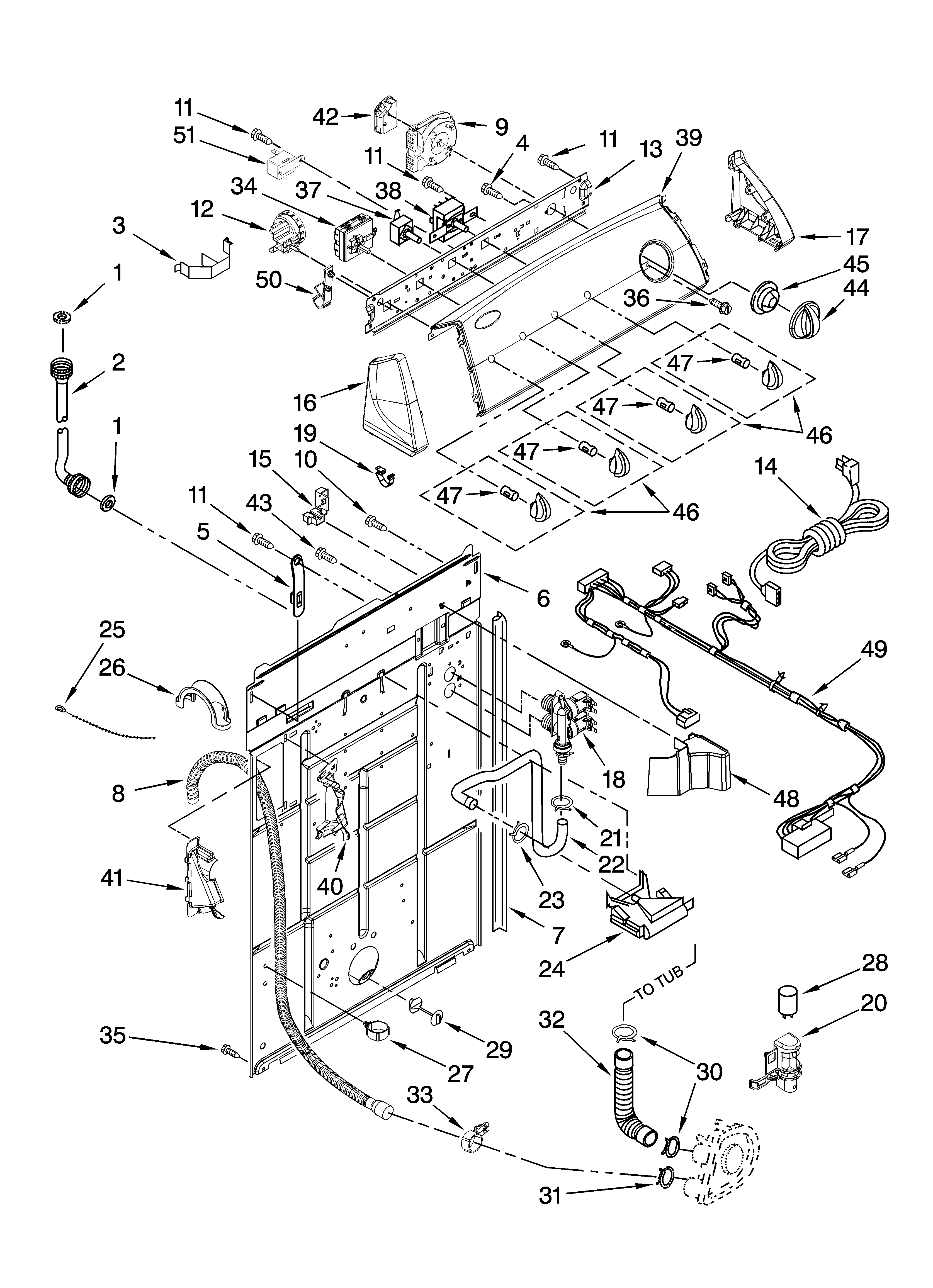 Controls and rear panel parts