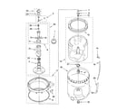 Whirlpool 7MWT98950TW0 agitator, basket and tub parts diagram