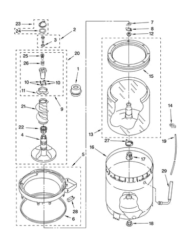 Agitator, basket and tub parts