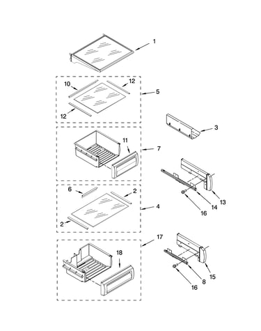 Refrigerator shelf parts