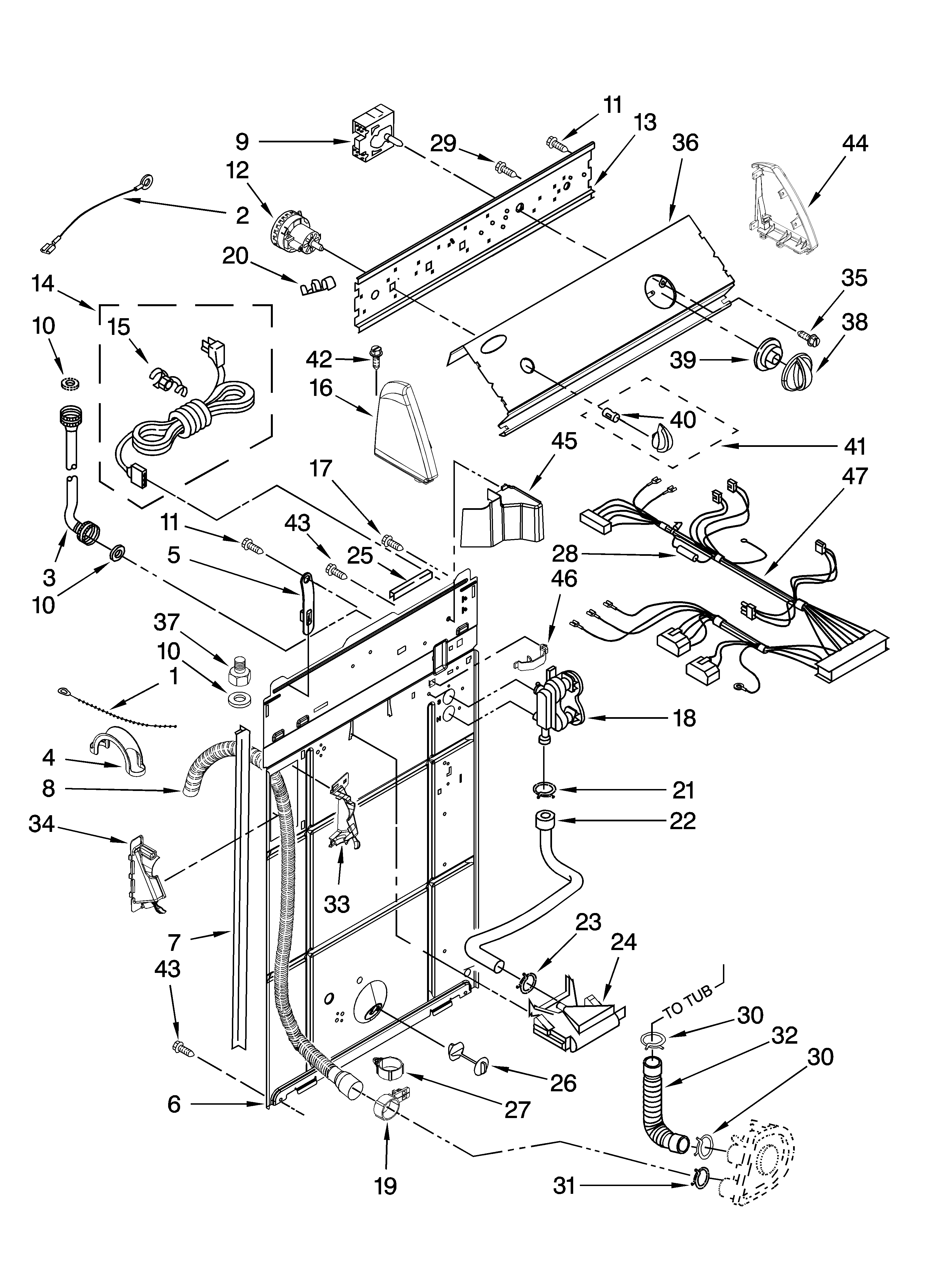 Controls and rear panel parts