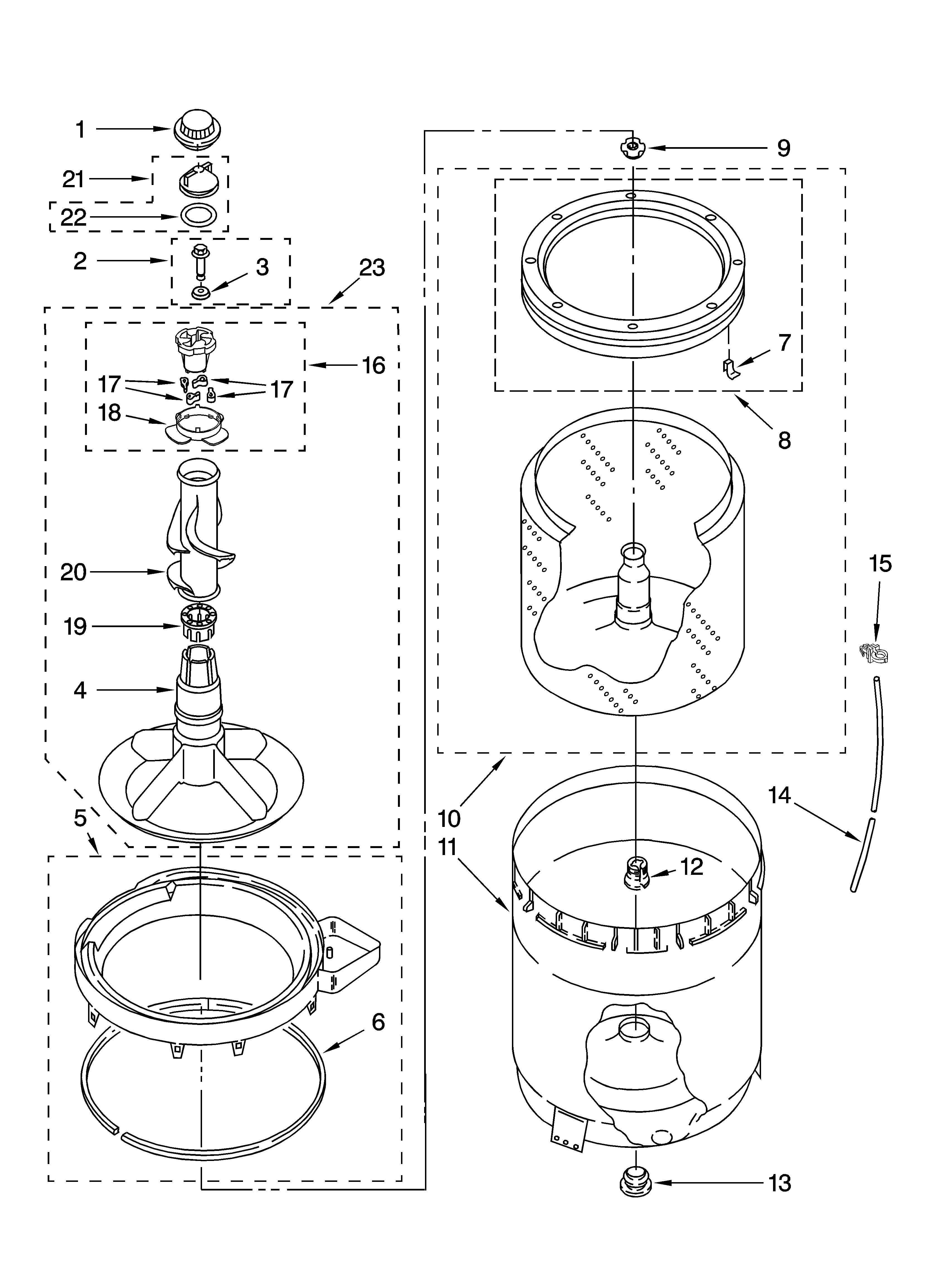 Agitator, basket and tub parts
