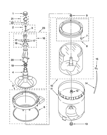Agitator, basket and tub parts