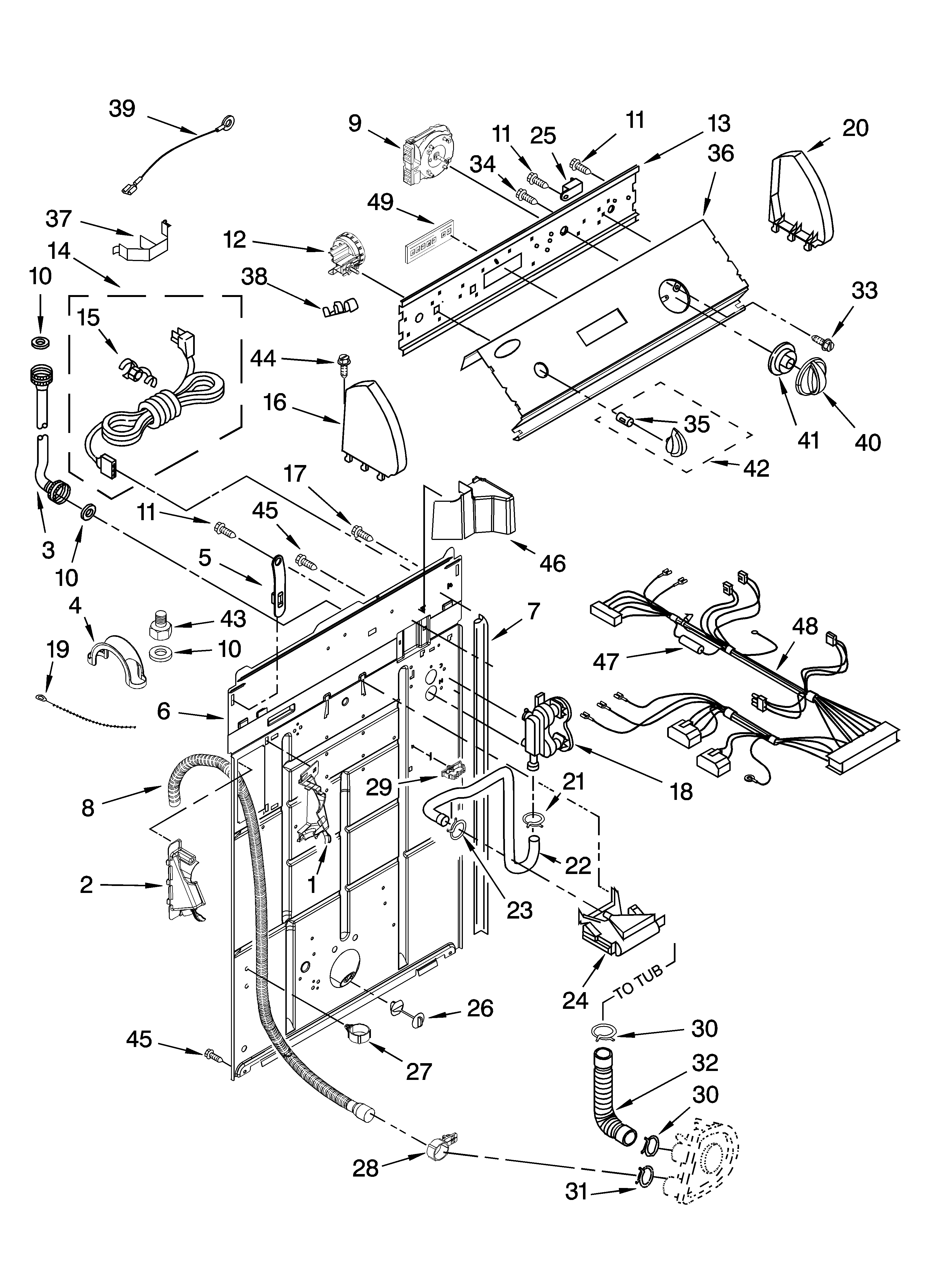 Controls and rear panel parts