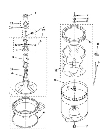 Agitator, basket and tub parts