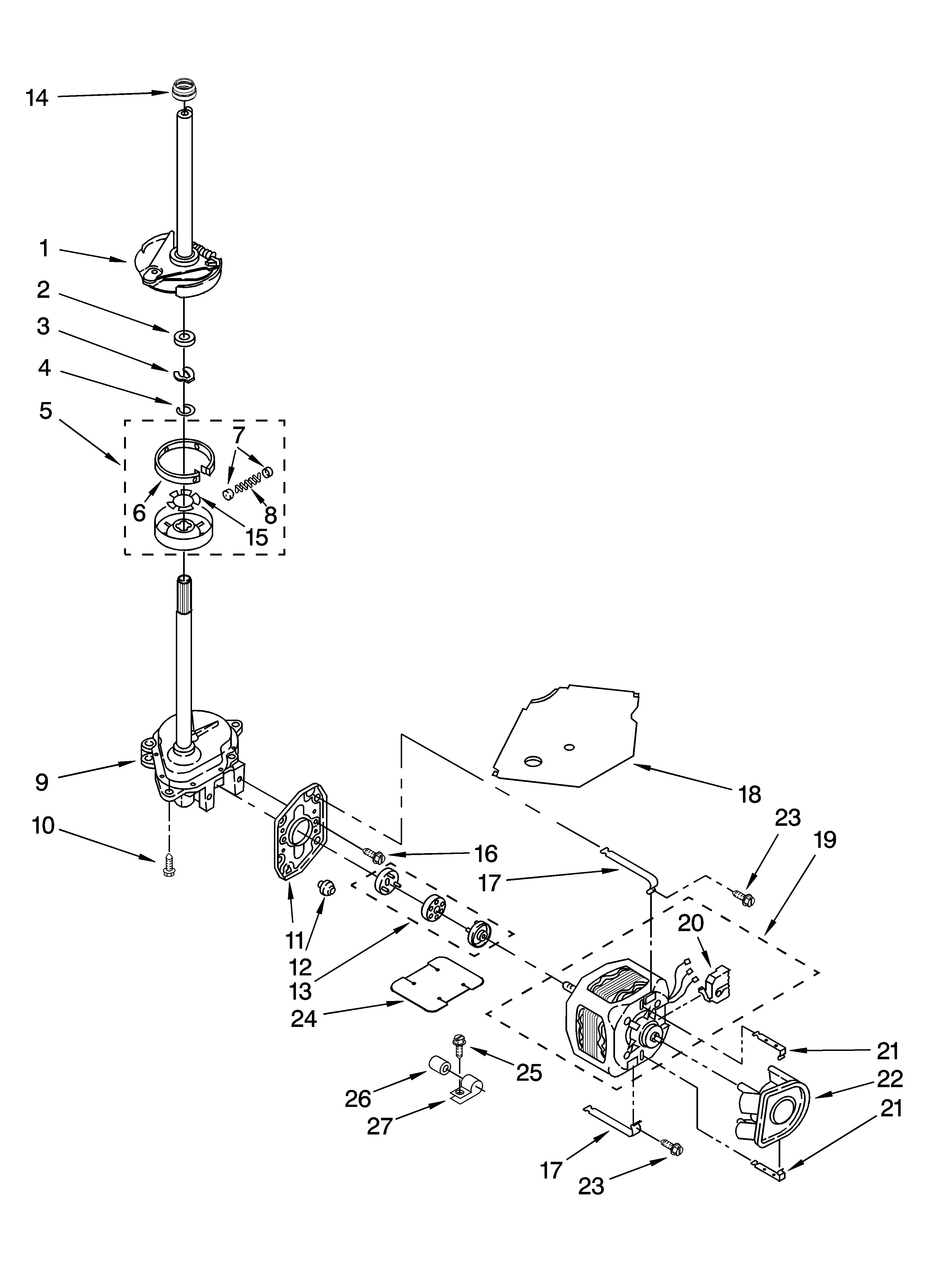 Brake, clutch, gearcase, motor and pump parts