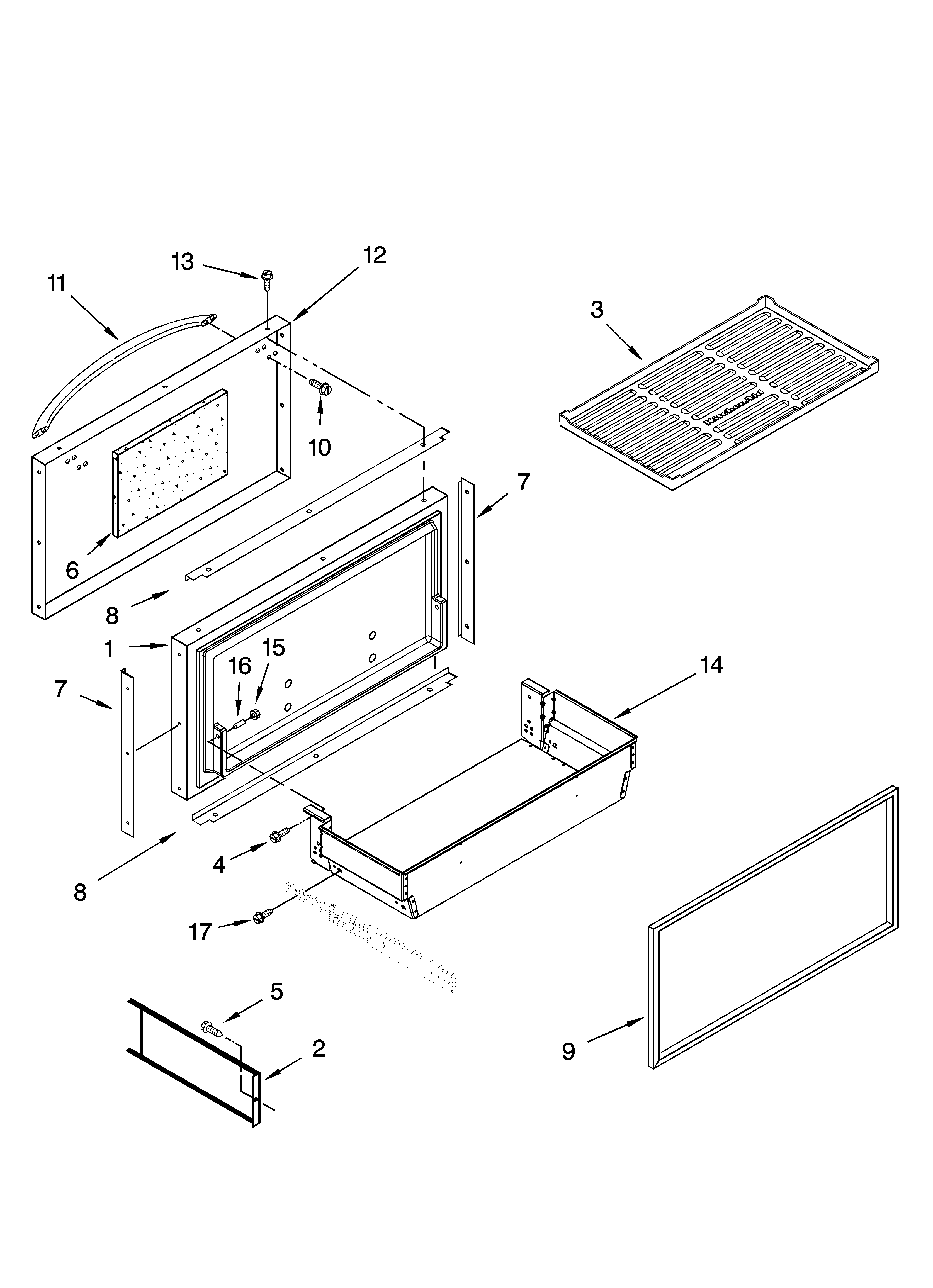 Freezer door and basket parts
