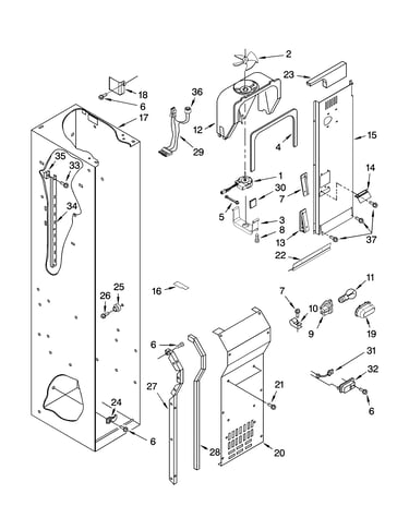 Freezer liner and air flow parts