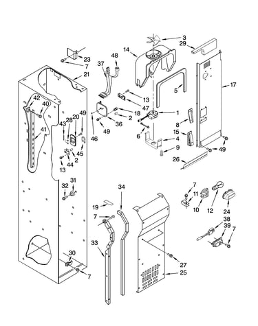 Freezer liner and air flow parts