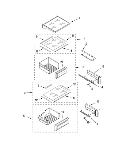Refrigerator shelf parts