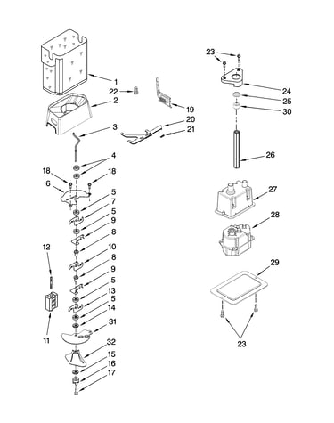 Motor and ice container parts