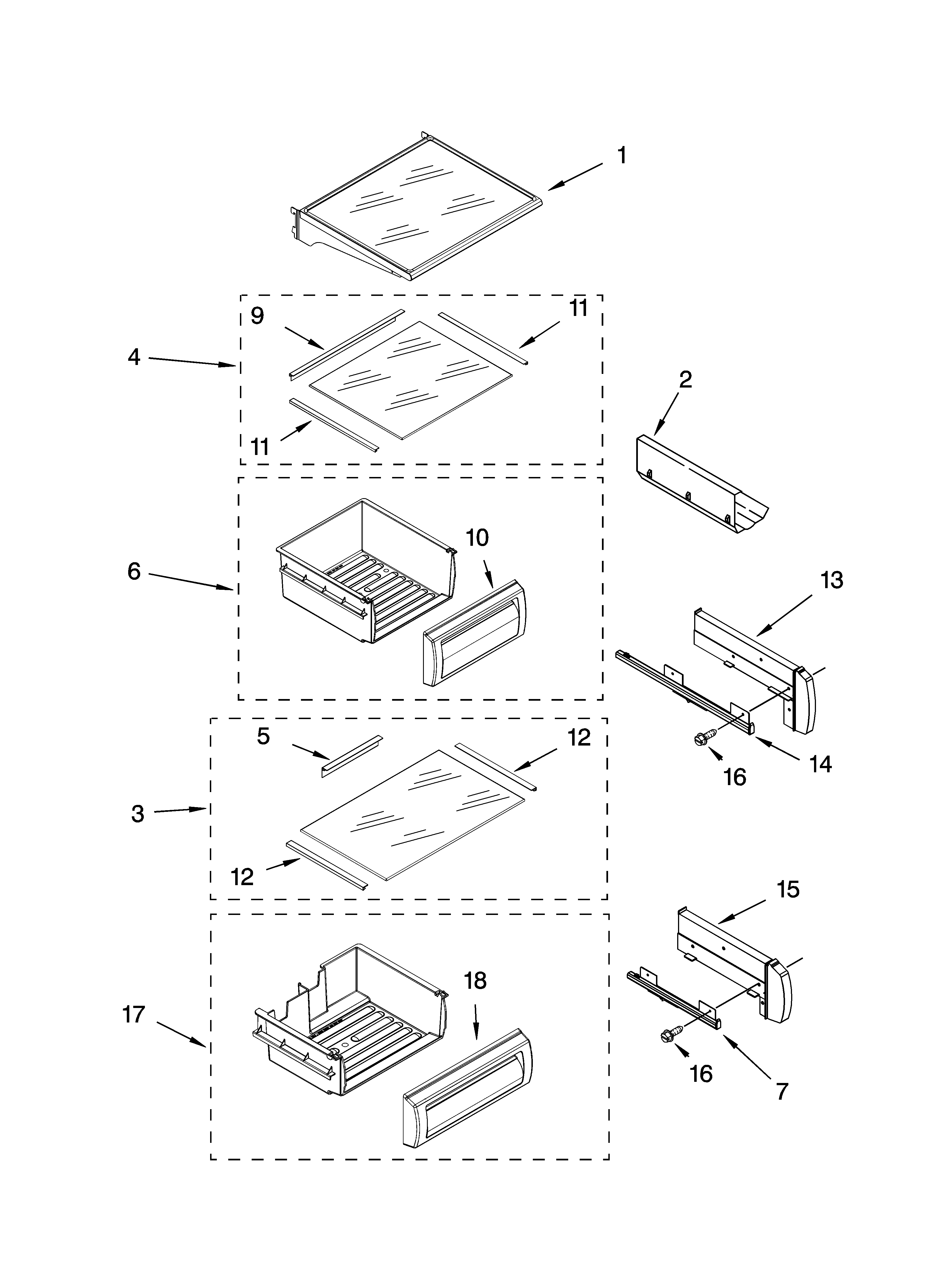 Refrigerator shelf parts
