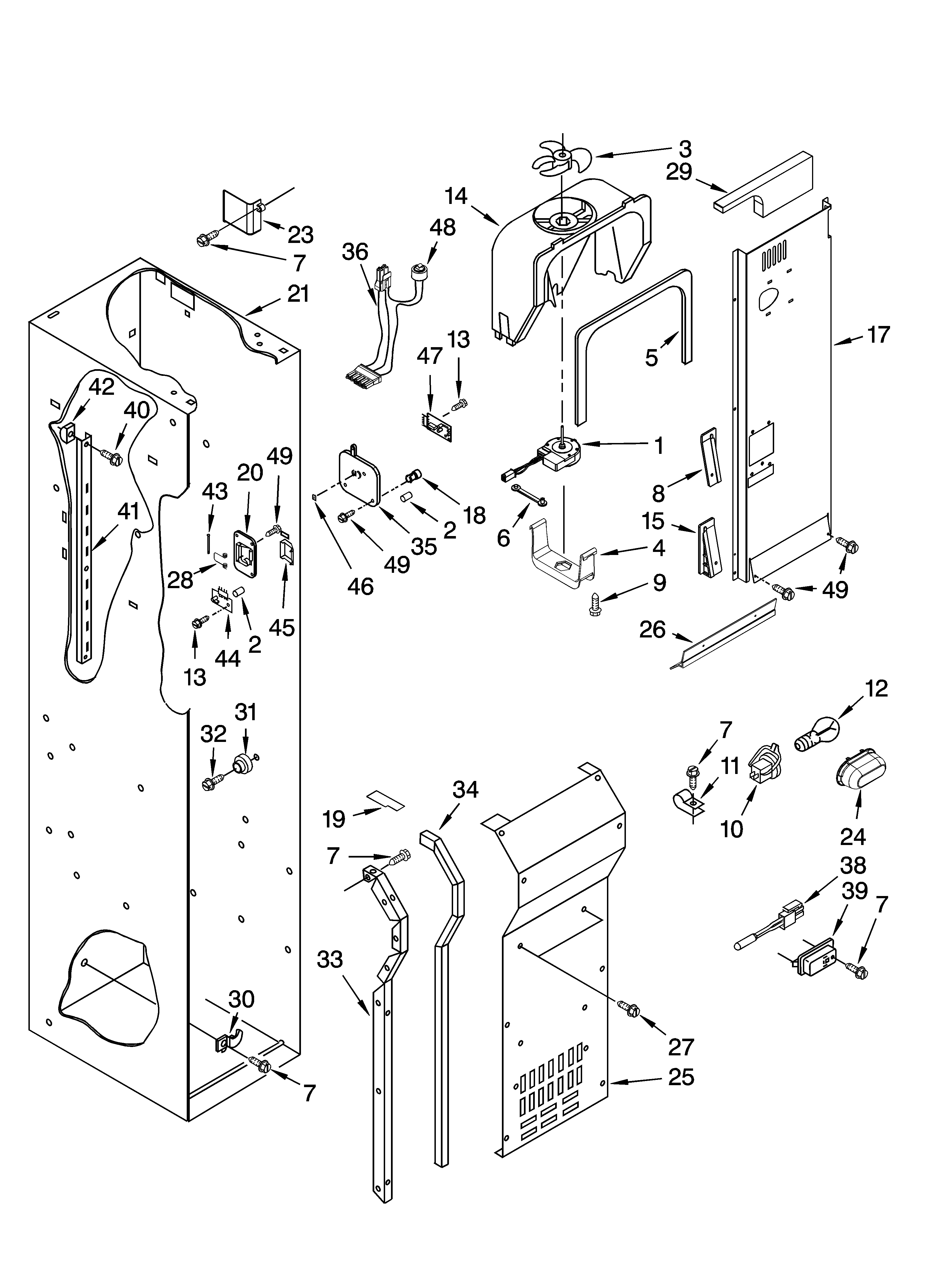 Freezer liner and air flow parts