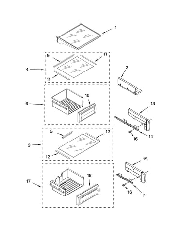 Refrigerator shelf parts