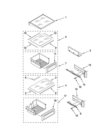Refrigerator shelf parts