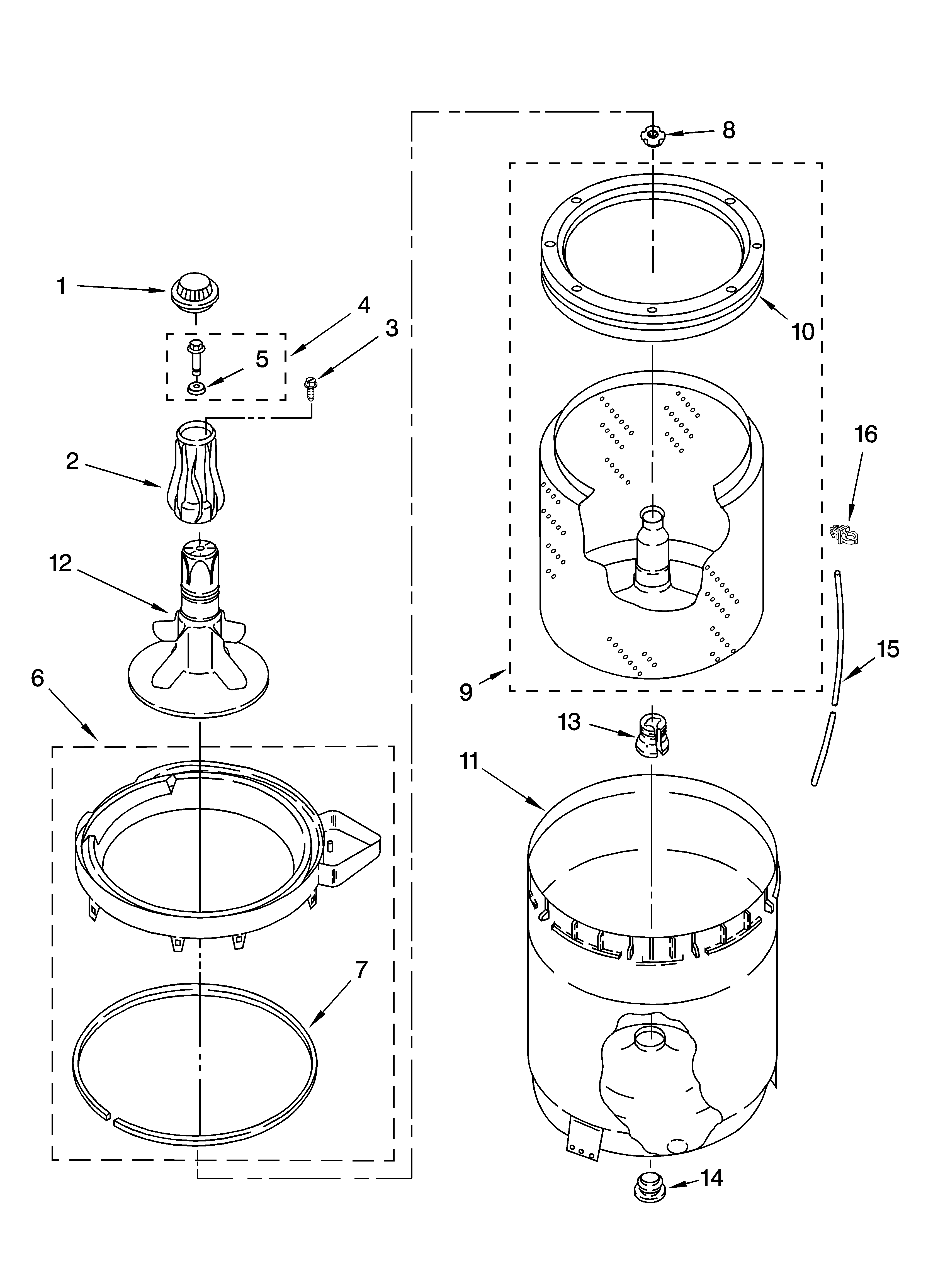 Agitator, basket and tub parts