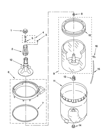 Agitator, basket and tub parts