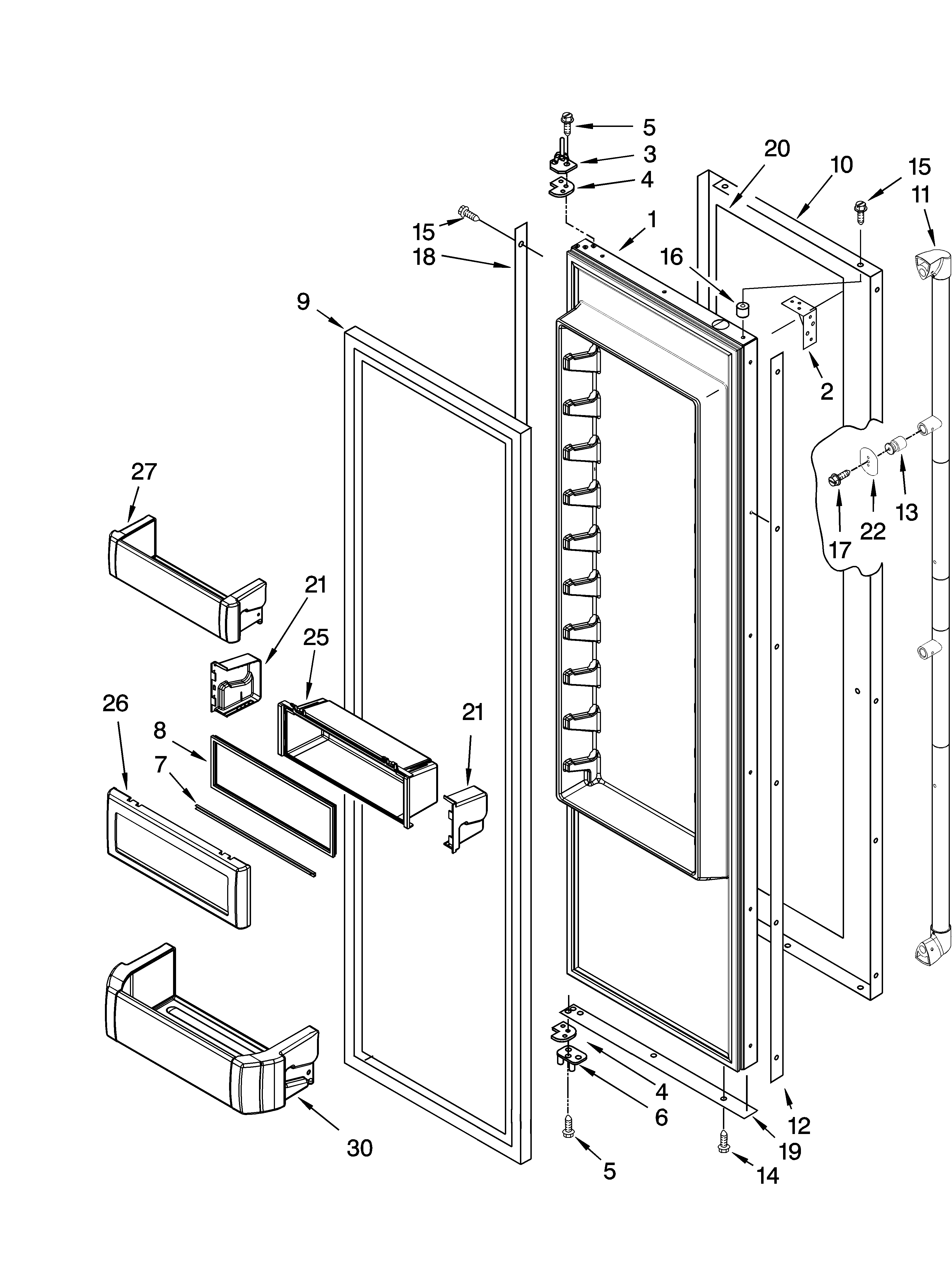 Refrigerator door parts