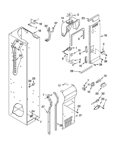 Freezer liner and air flow parts