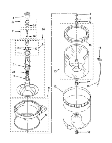 Agitator, basket and tub parts