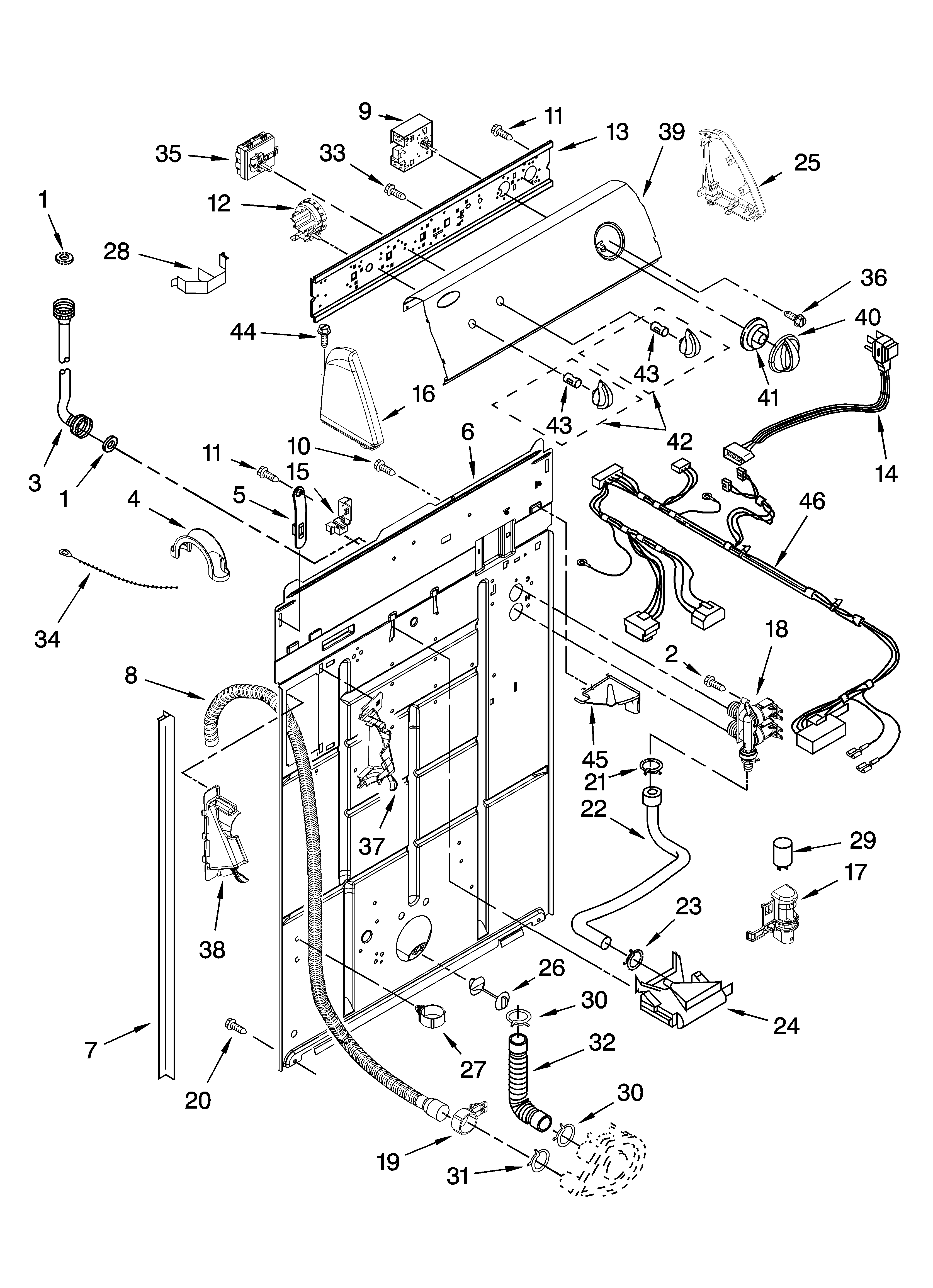 Controls and rear panel parts