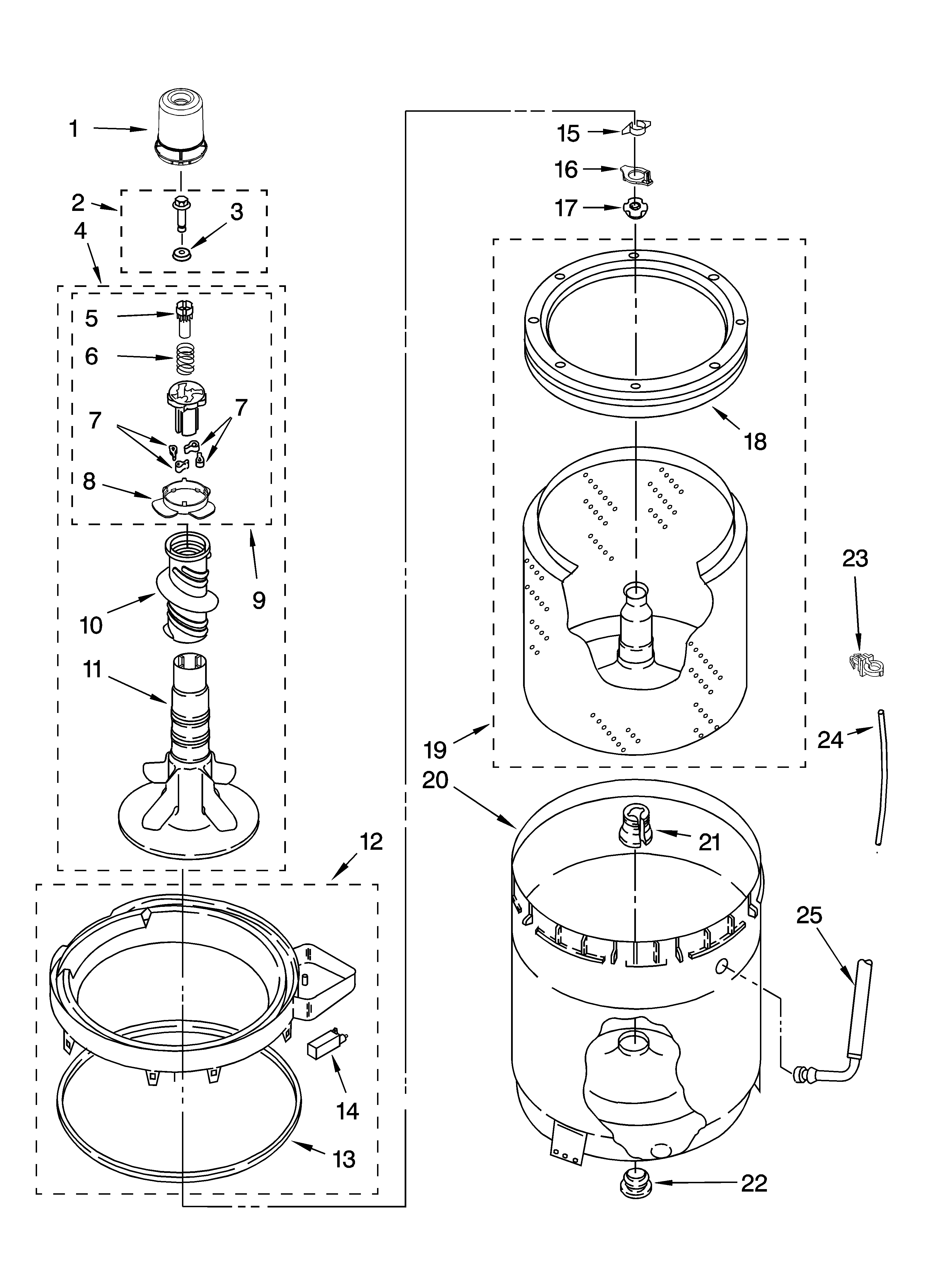 Agitator, basket and tub parts