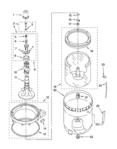 Agitator, basket and tub parts