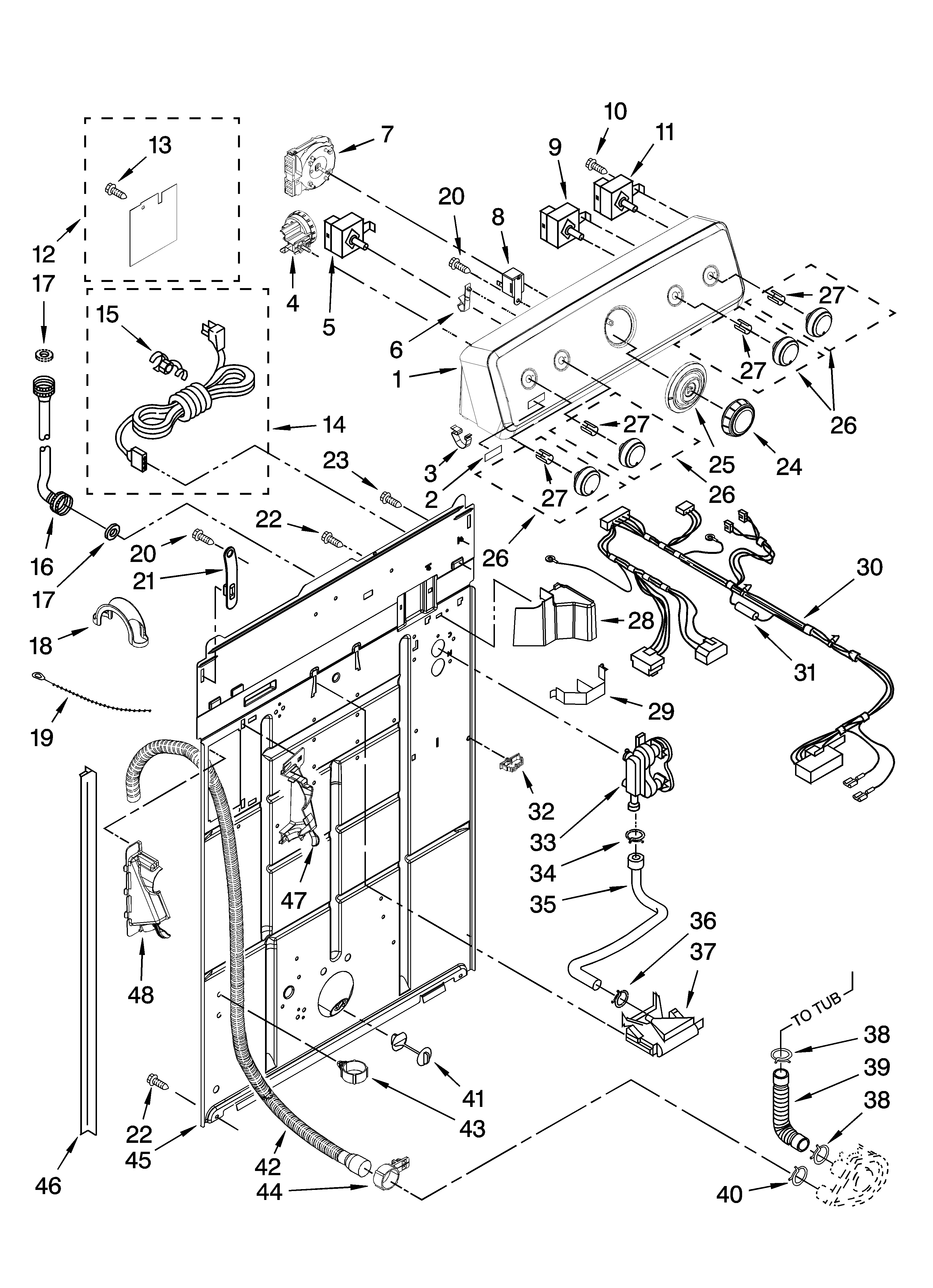 Controls and rear panel parts